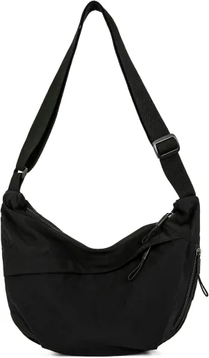 Crescent Crossbody Bags for Women Nylon Slouchy Sling Hobo Bag,Spacious Dumpling Shoulder Handbag Cross Body Purses