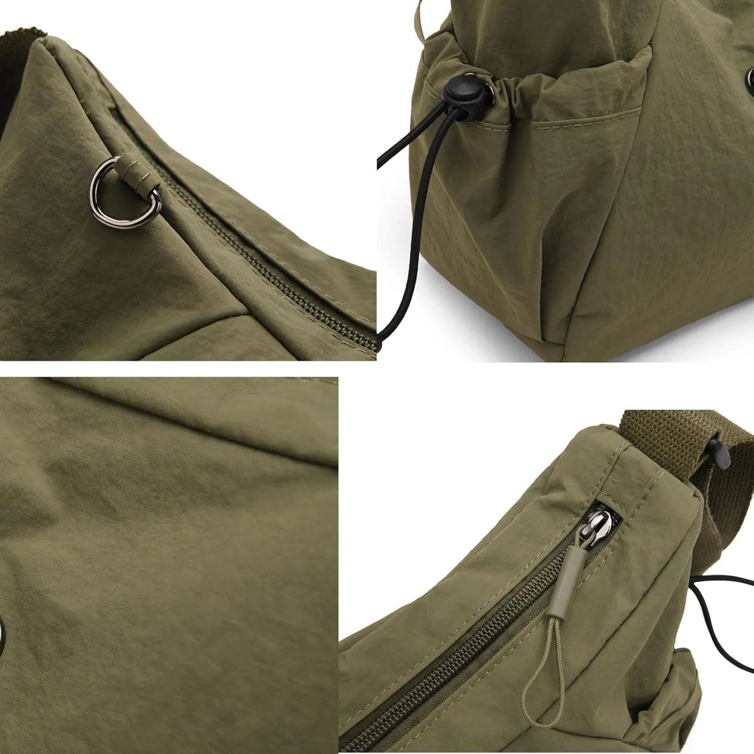 Crescent Crossbody Bags for Women,Nylon Slouchy Sling Hobo Bag Water Repellent Shoulder Handbag Cross body Purse