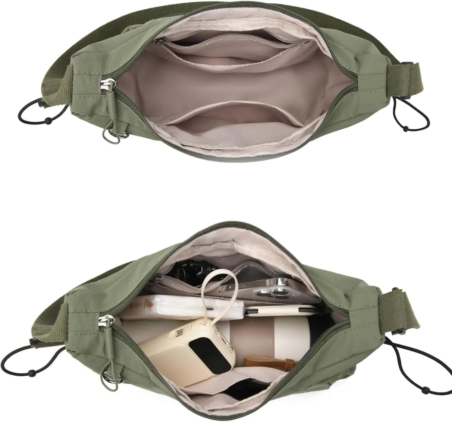 Crescent Crossbody Bags for Women,Nylon Slouchy Sling Hobo Bag Water Repellent Shoulder Handbag Cross body Purse