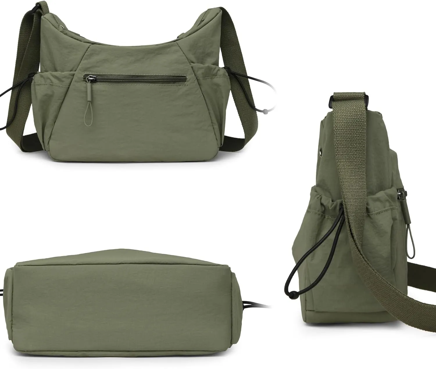 Crescent Crossbody Bags for Women,Nylon Slouchy Sling Hobo Bag Water Repellent Shoulder Handbag Cross body Purse