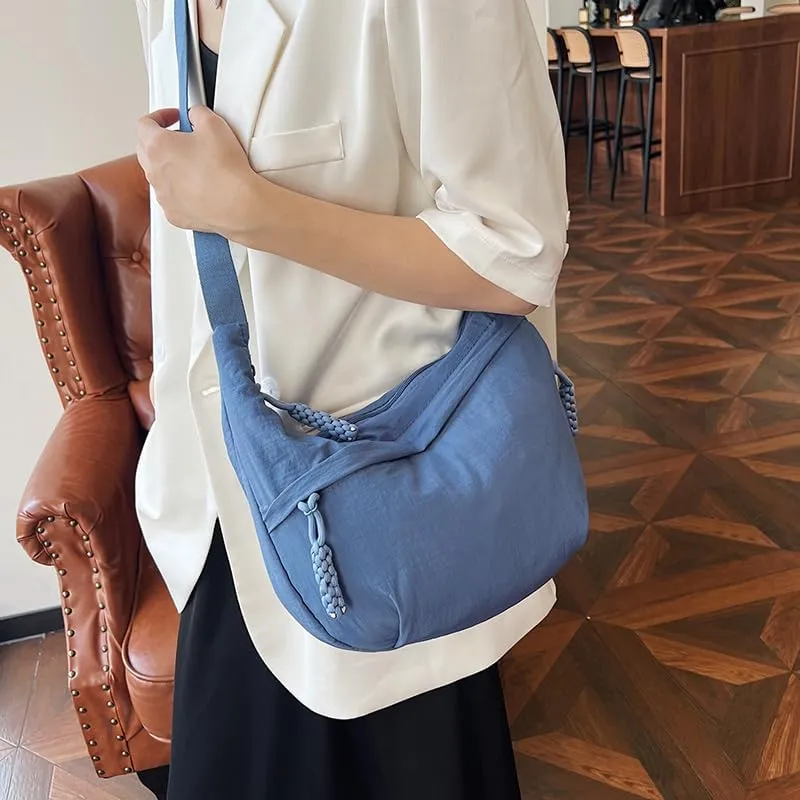 Crescent Crossbody for Women, Fashion Leopard Shoulder Nylon Luna Dumpling Moon Hobo Bag
