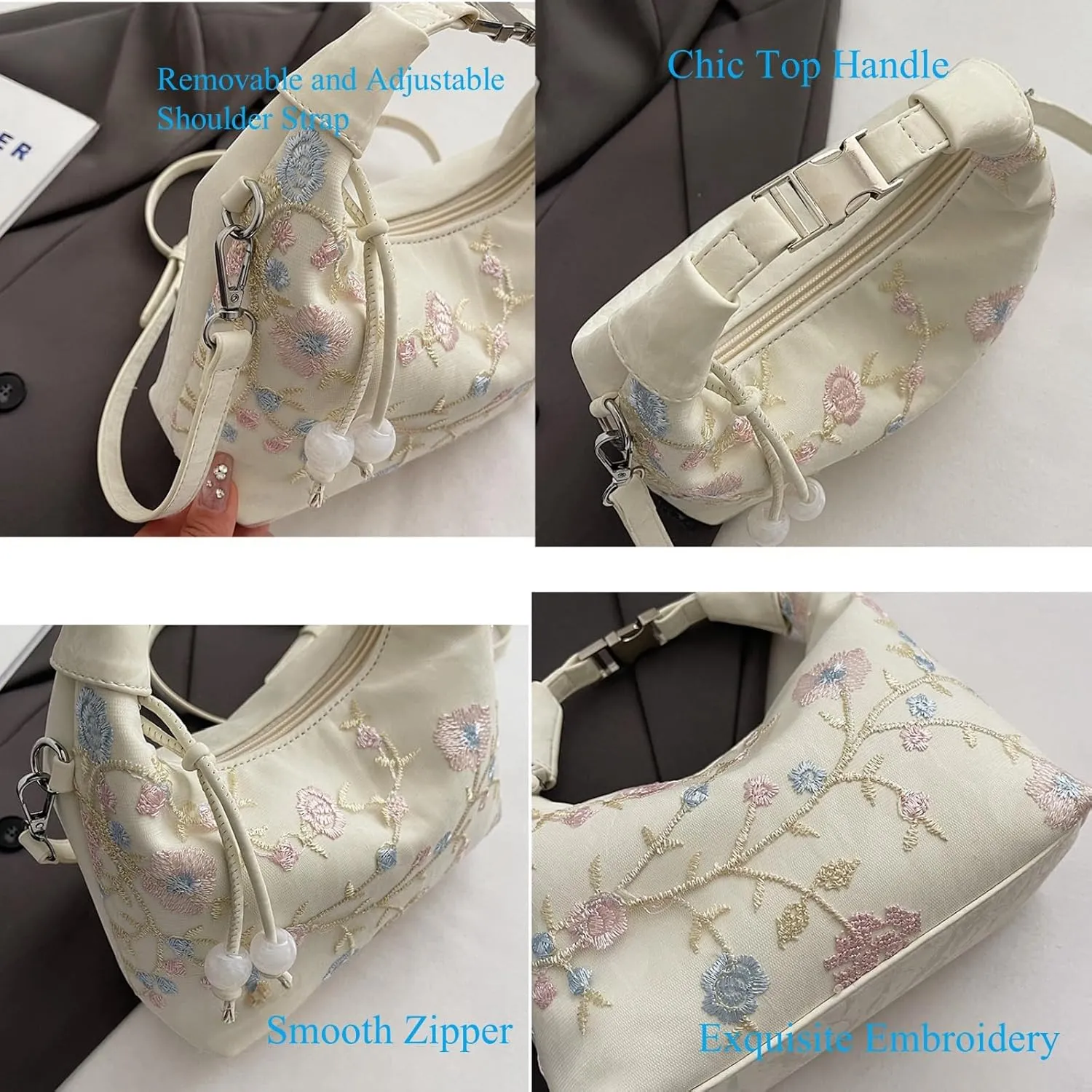 Crescent Crossbody Shoulder Bag, Tote Handbag for Women, Sling Hobo Purse with Chain Strap