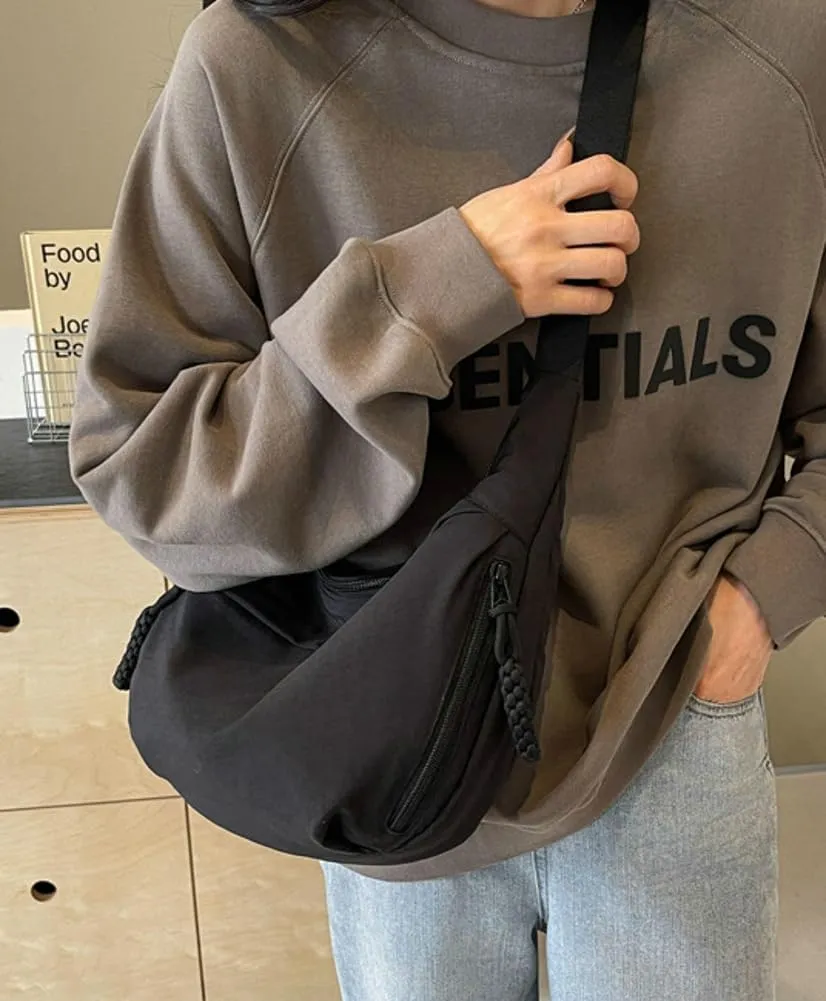 Crescent Shoulder Bag for Women Men Nylon Corduroy Hobo Bag Crossbody Bag Slouchy Sling Bag Dumpling Bag Purse Multi-Pocket