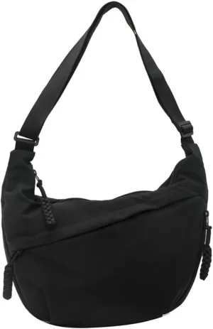 Crescent Shoulder Bag for Women Men Nylon Corduroy Hobo Bag Crossbody Bag Slouchy Sling Bag Dumpling Bag Purse Multi-Pocket