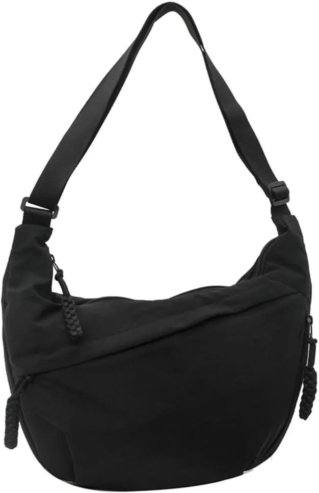 Crescent Shoulder Bag for Women Men Nylon Corduroy Hobo Bag Crossbody Bag Slouchy Sling Bag Dumpling Bag Purse Multi-Pocket