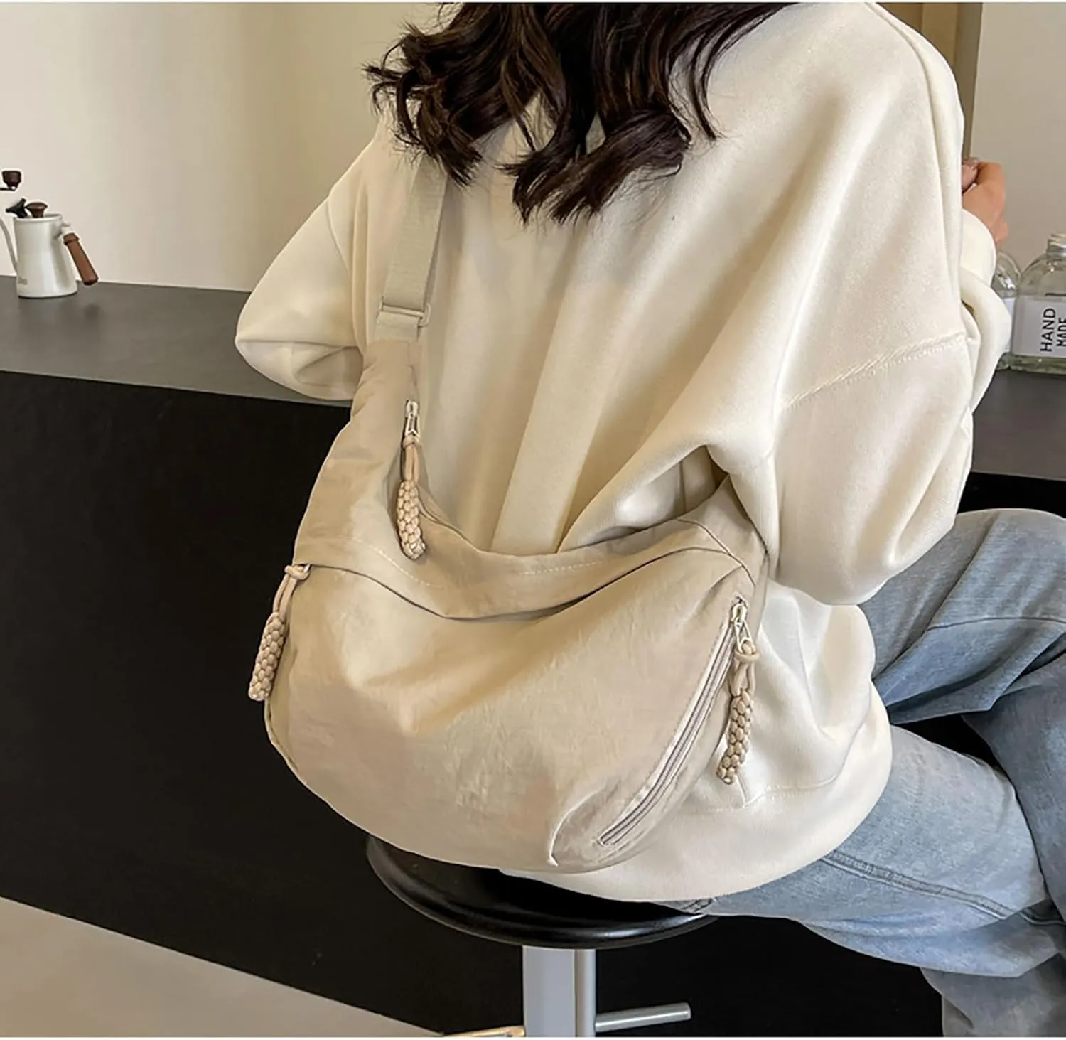 Crescent Shoulder Bag Nylon Crossbody Bag for Women Men Sling Bag Purse Hobo Bag Slouchy Dumpling Bag