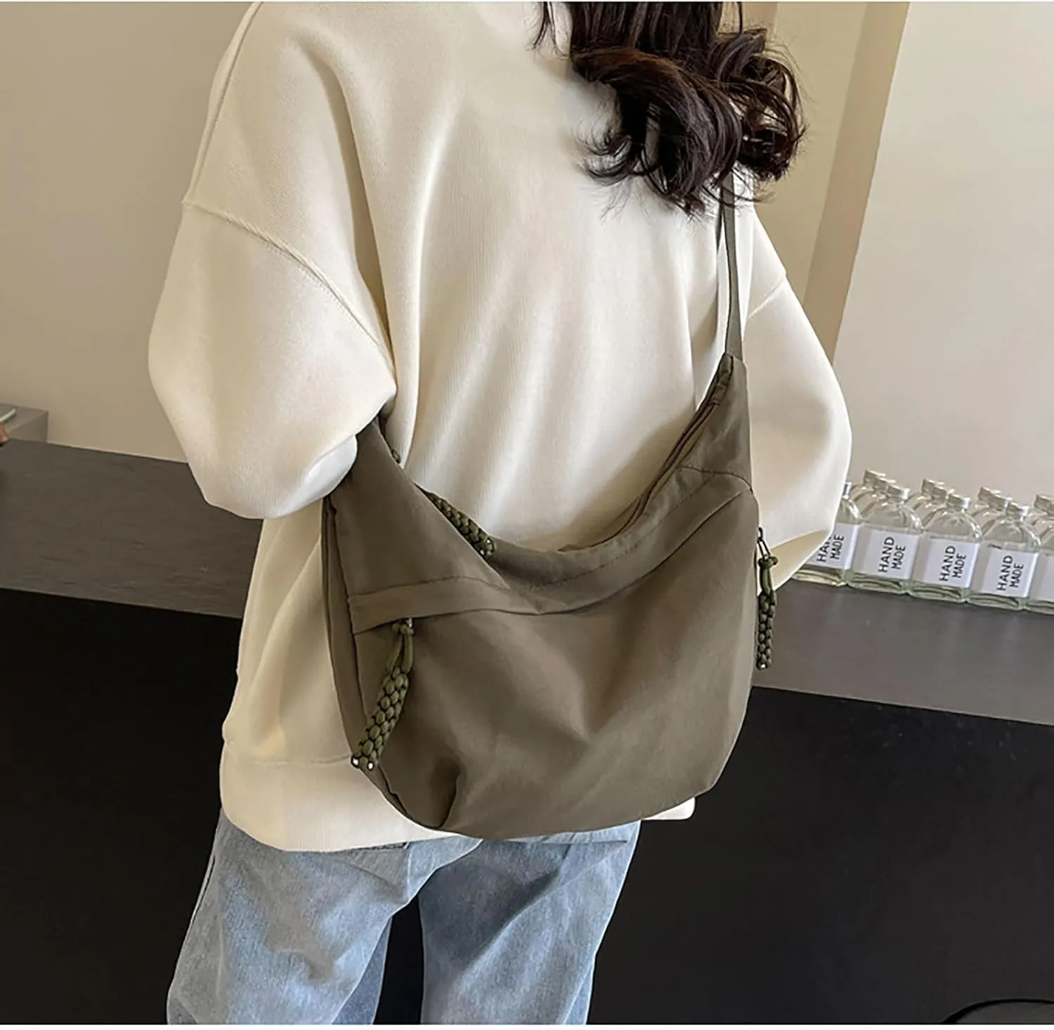 Crescent Shoulder Bag Nylon Crossbody Bag for Women Men Sling Bag Purse Hobo Bag Slouchy Dumpling Bag