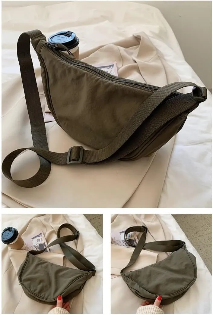 Crescent Women's Nylon Crossbody Hobo Sling Bag - Lightweight, Small Shoulder Purse