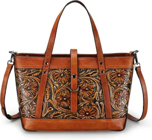 Crossbody Bag for Women Genuine Leather Top Handle Tote Purses Vintage Satchels Handbag