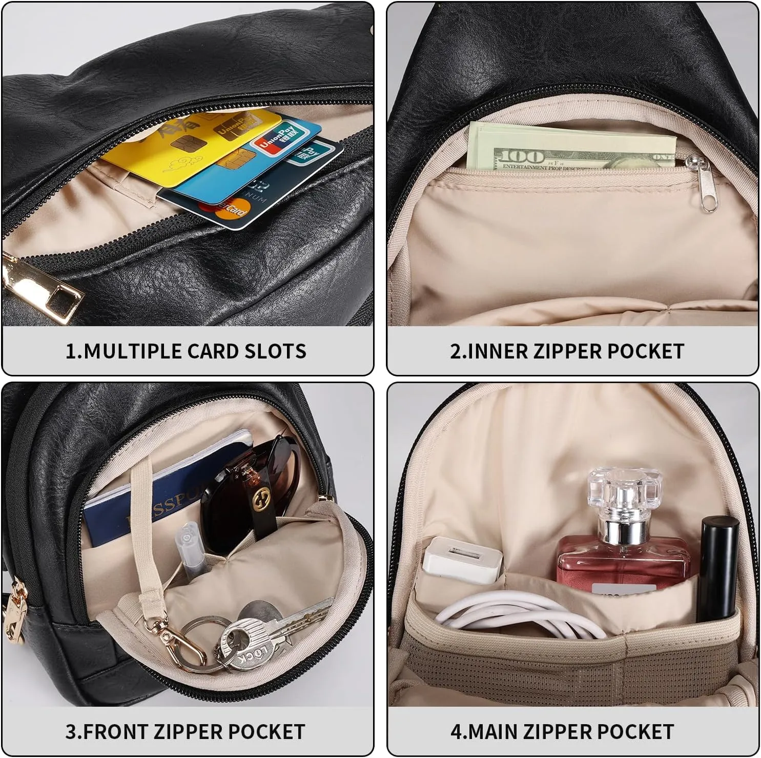 Crossbody Bags for Women Anti Theft Small Sling Handbag with Zipper Lock Vegan Leather RFID Blocking Chest Pure