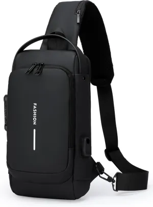 Crossbody Chest Bag Waterproof Lightweight,Code Lock Zipper Anti-TheftDesign, Adjustable Strap for Travel Hiking Running Gym