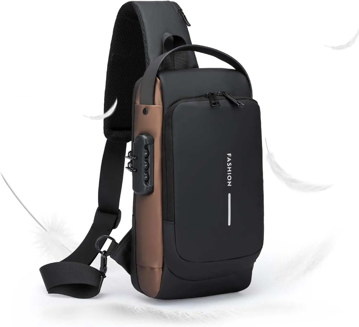 Crossbody Chest Bag Waterproof Lightweight,Code Lock Zipper Anti-TheftDesign, Adjustable Strap for Travel Hiking Running Gym