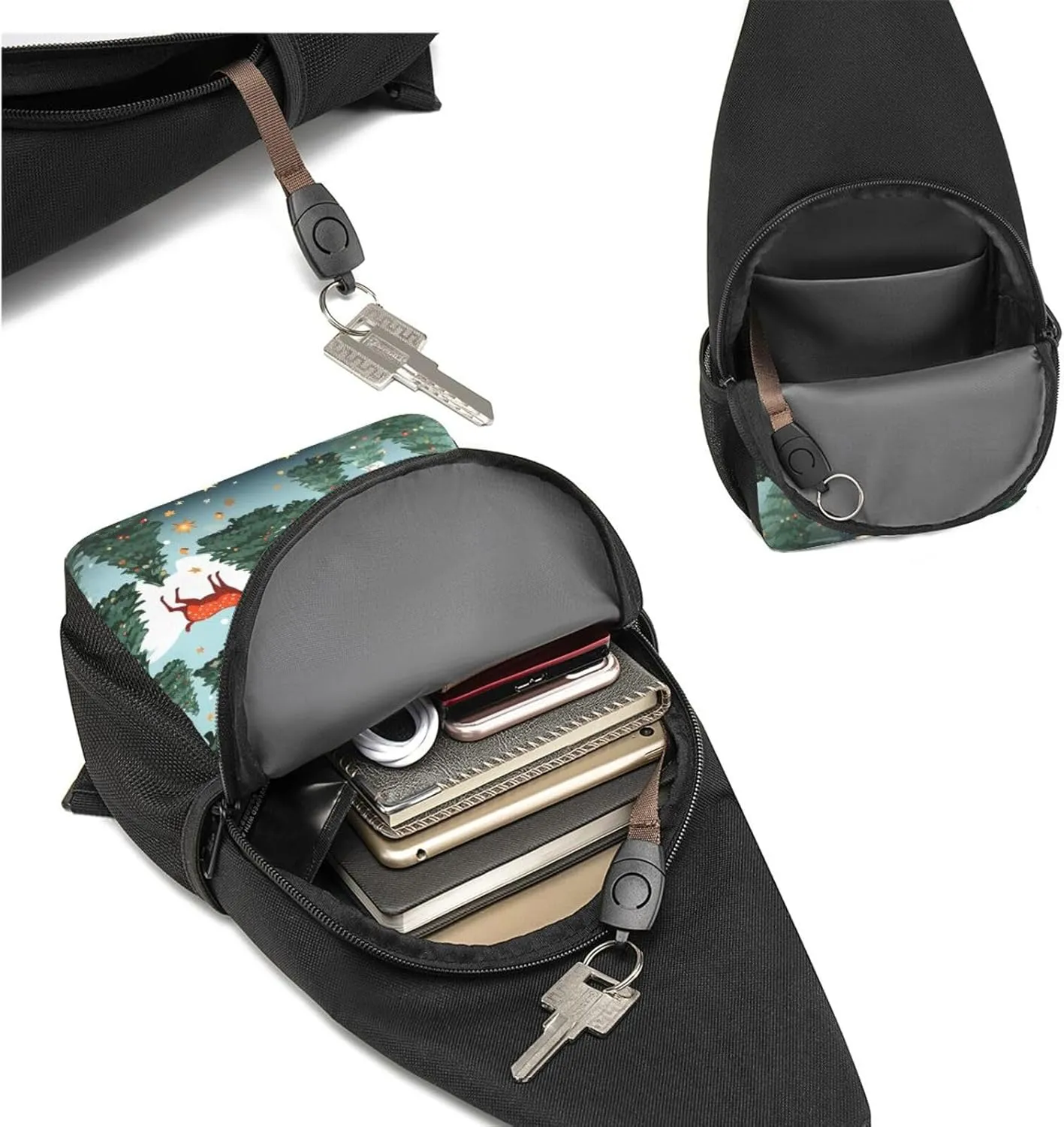 Crossbody Sling Backpack Sling Bag for Men Women Cross Chest Bag Shoulder Bag Christmas Holiday Travel Hiking Daypack