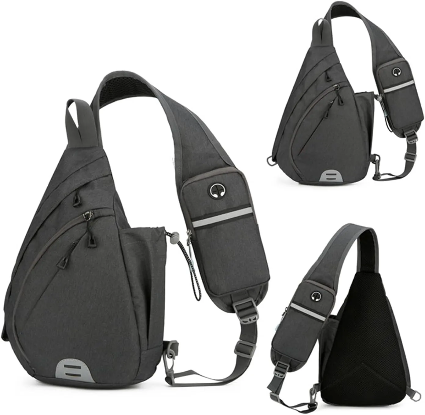 Crossbody Sling Backpack Sling Bag for Men Women Travel Hiking Chest Bag Daypack (Grey)