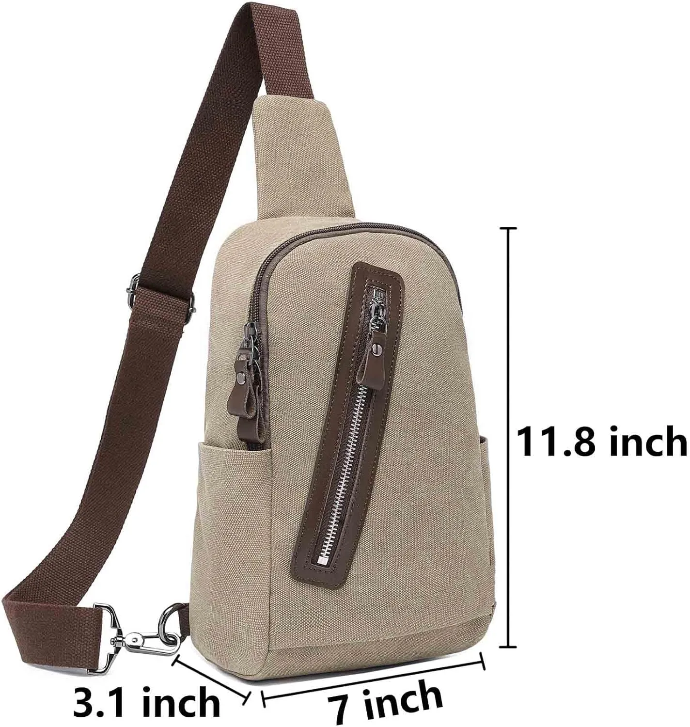 Crossbody Sling Chest Bag Canvas Purse Backpack Casual Daypack for Men Women Outdoor Hiking(Gray)