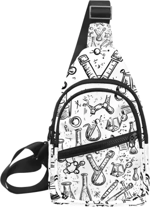 Crossbody Small Sling Bag Backpack for Women Men, Chemistry Science Doodle (3) Chest Daypack Crossbody Travel Sports Hiking