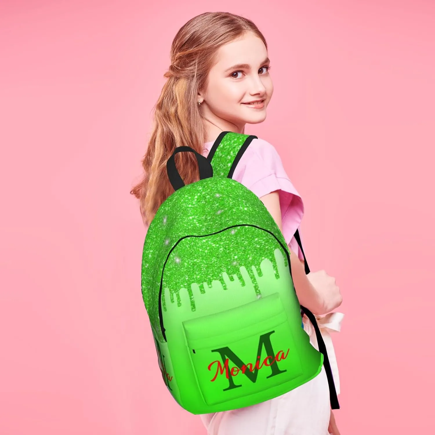 Custom Backpack for Girls Kids, Personalized Bookbag with Name, Customized Casual Unisex Daypack Bags for School Travel Work