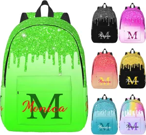Custom Backpack for Girls Kids, Personalized Bookbag with Name, Customized Casual Unisex Daypack Bags for School Travel Work