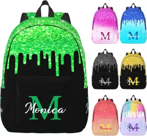 Custom Backpack for Girls Kids, Personalized Bookbag with Name, Customized Casual Unisex Daypack Bags for School Travel Work