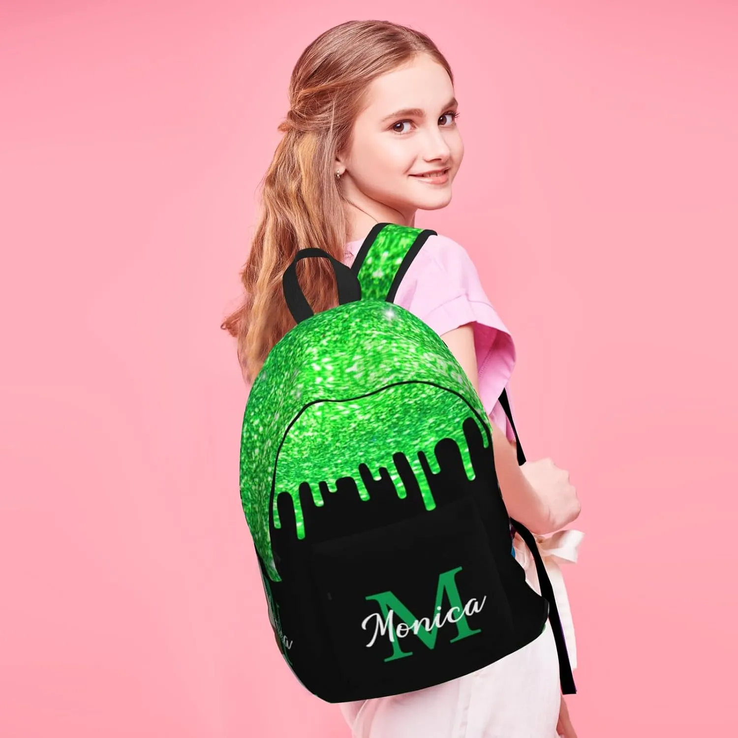 Custom Backpack for Girls Kids, Personalized Bookbag with Name, Customized Casual Unisex Daypack Bags for School Travel Work