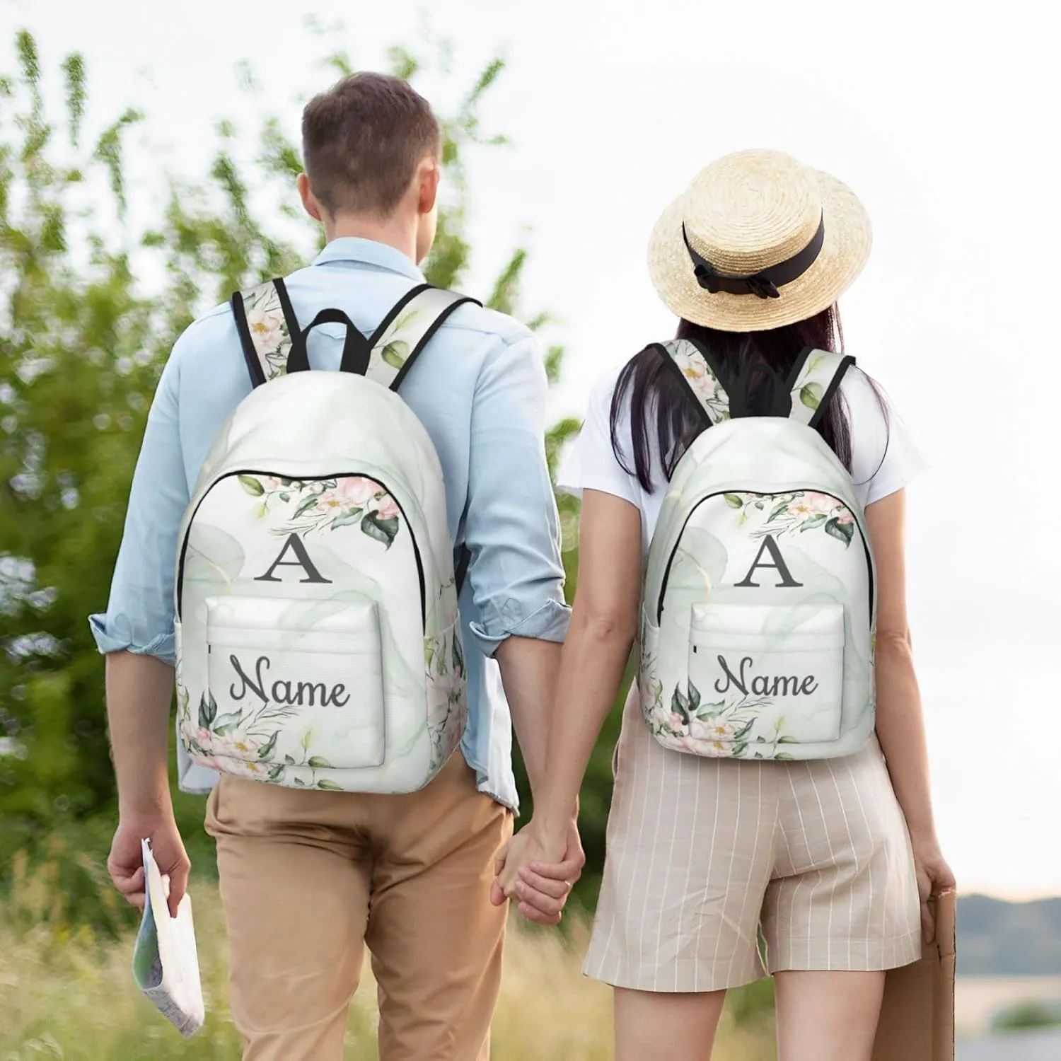 Custom Backpack for Men Women, Personalized Backpack with Name, Customized Casual Backpacks Gifts for Picnic Travel Camping Work 16in