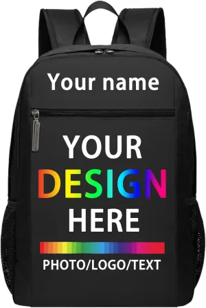 Custom Backpack for Men Women Personalized Laptop Backpack Design Photo Name Logo Customize Large-capacity Bookbag for Work Camping Travel 17in, Style 3