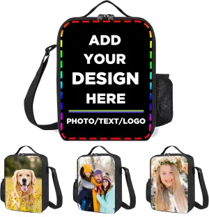 Custom Backpack Personalized 17Inch School Backpack Add Your Own Photo Text Logo, Customized School Bookbag for Boys Girls (Lunch Bag)