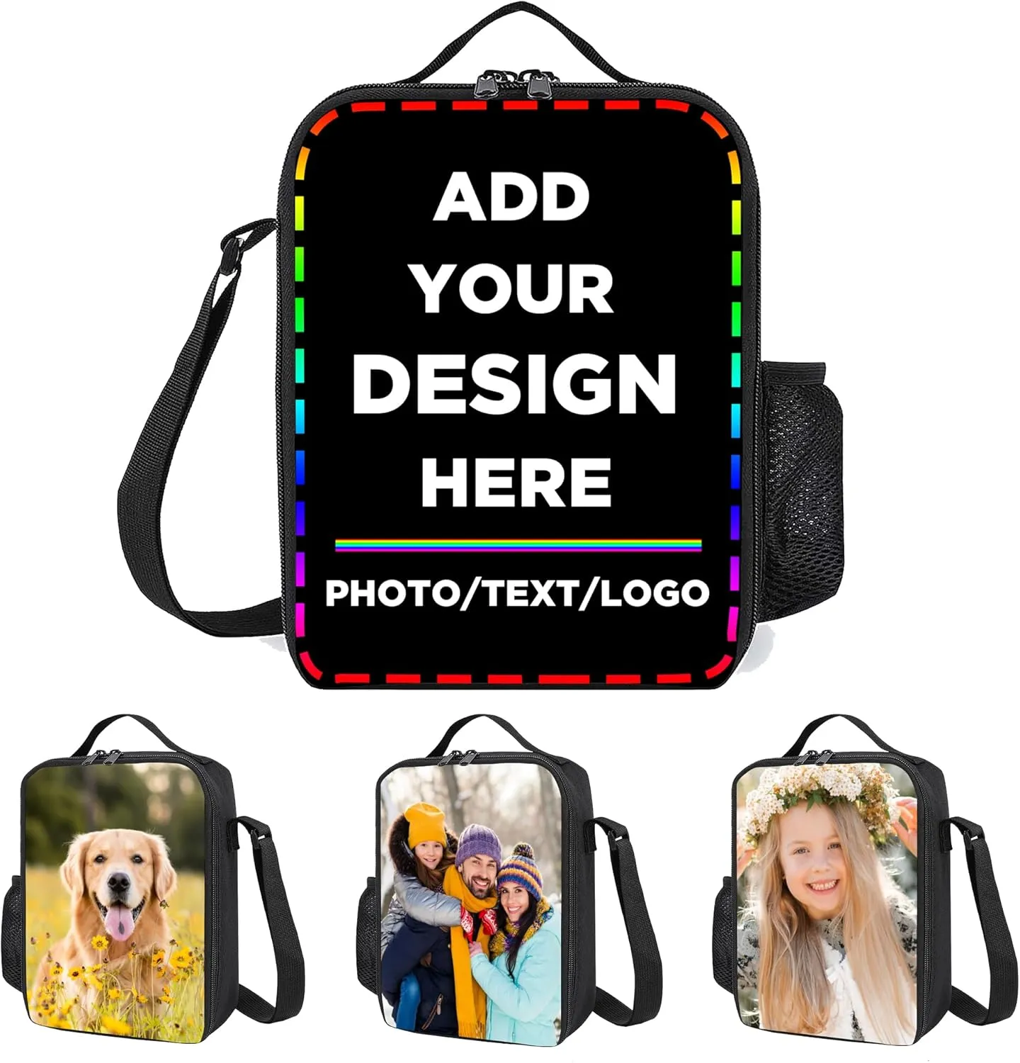 Custom Backpack Personalized 17Inch School Backpack Add Your Own Photo Text Logo, Customized School Bookbag for Boys Girls (Lunch Bag)