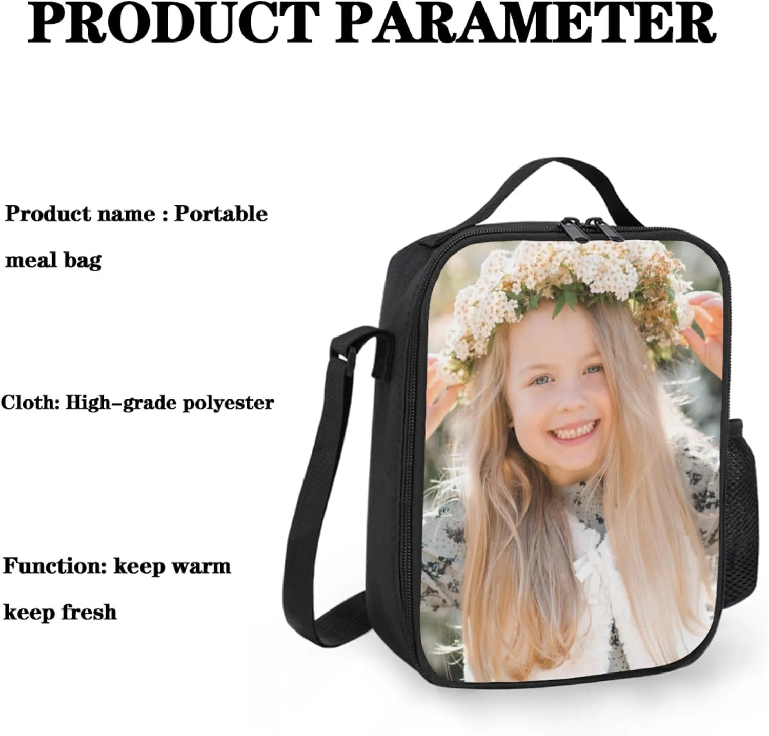 Custom Backpack Personalized 17Inch School Backpack Add Your Own Photo Text Logo, Customized School Bookbag for Boys Girls (Lunch Bag)