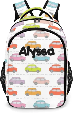 Custom Backpack with Name Car Personalized Waterproof Laptop Bag Casual Bag Daypack for Travel