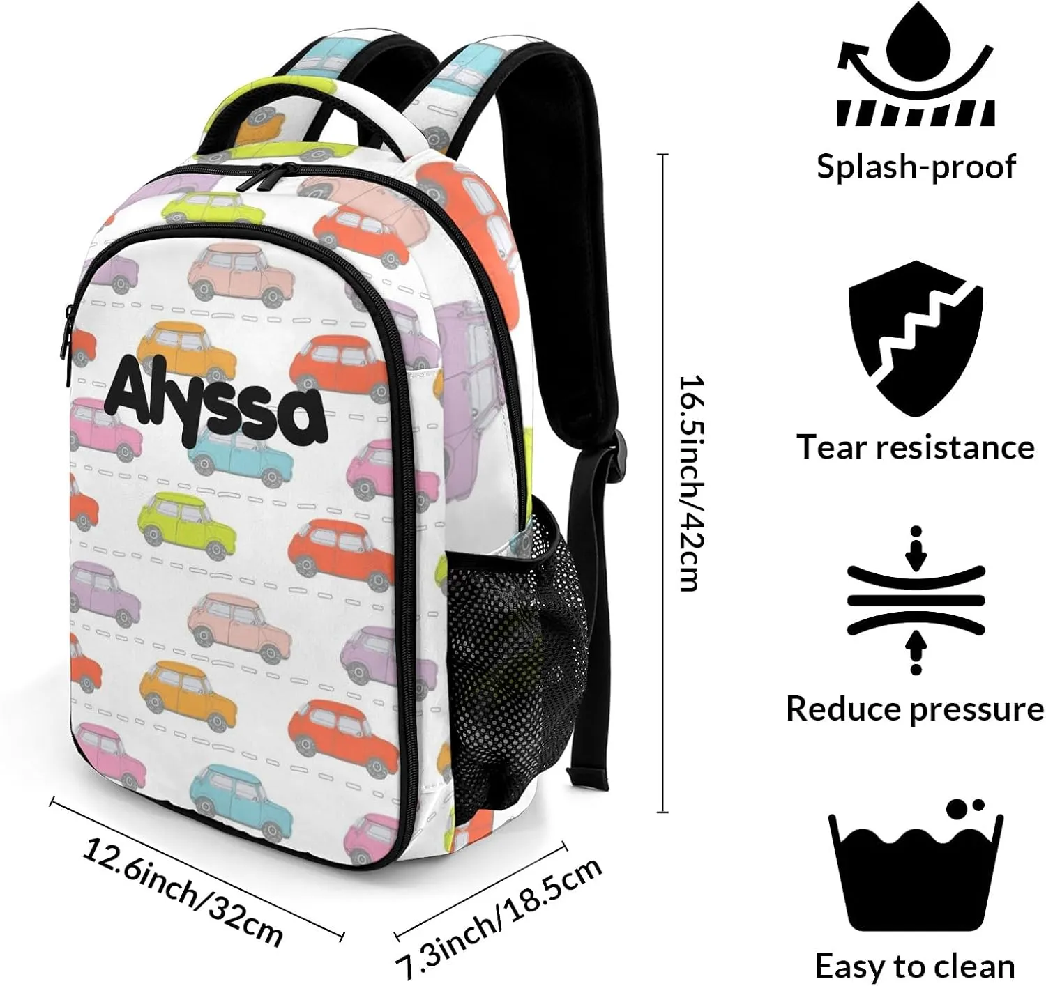 Custom Backpack with Name Car Personalized Waterproof Laptop Bag Casual Bag Daypack for Travel