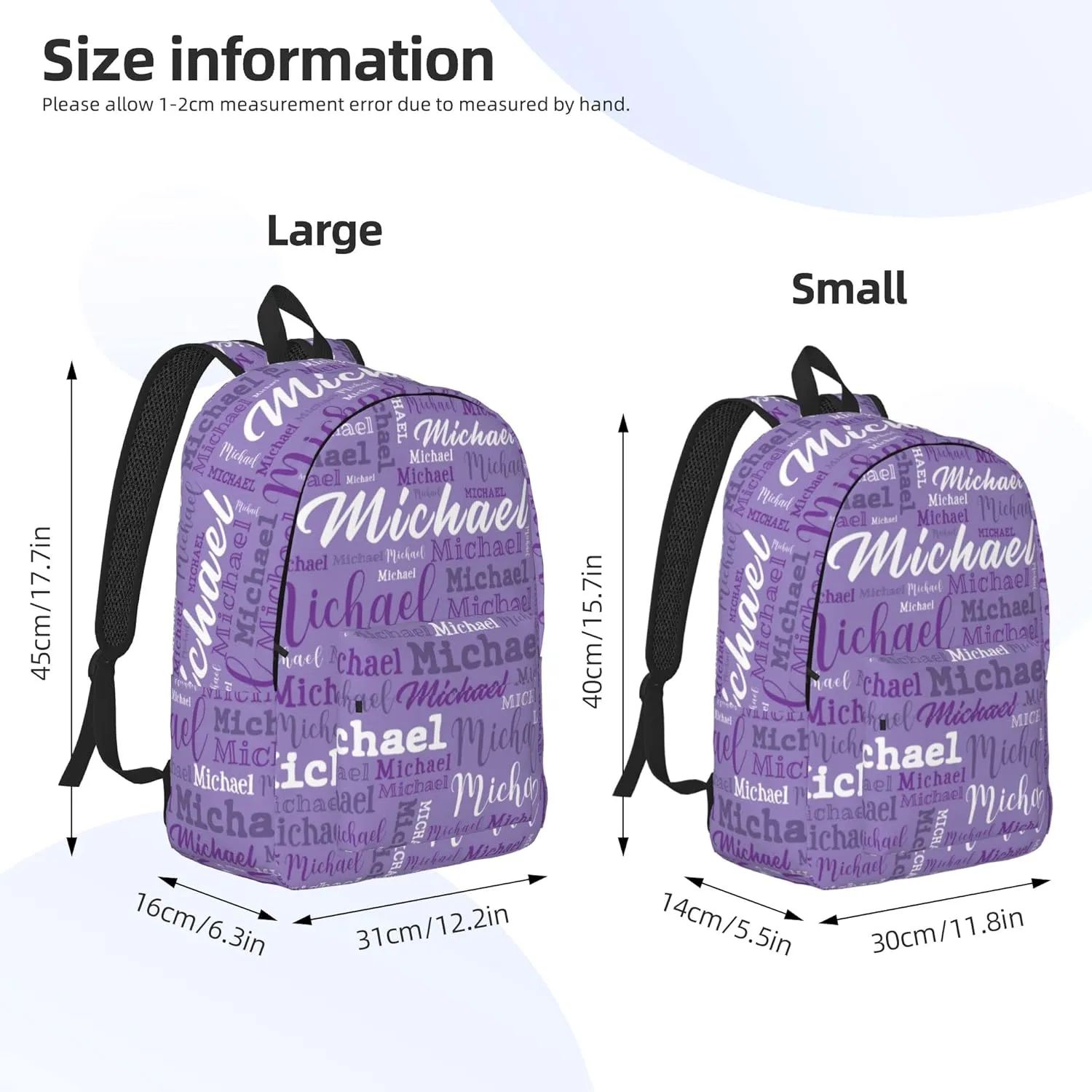 Custom Backpack with Name, Personalized Nmae School Backpack for Boys Girls, Customized 17Inch Student Bookbag with Lunch Bag Pencil Case for Travel, Work and School