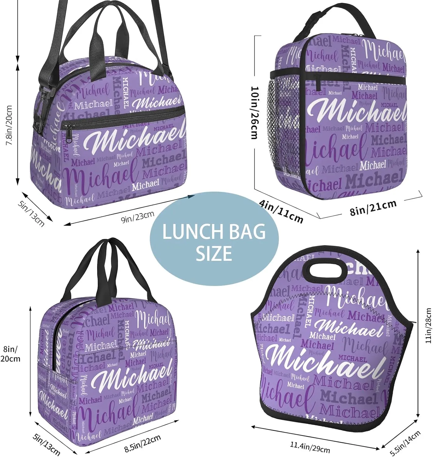 Custom Backpack with Name, Personalized Nmae School Backpack for Boys Girls, Customized 17Inch Student Bookbag with Lunch Bag Pencil Case for Travel, Work and School