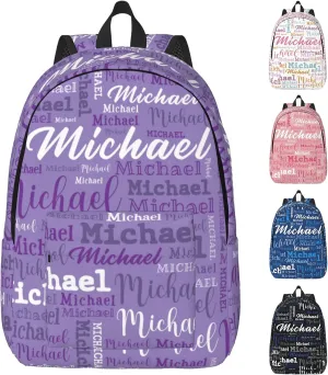 Custom Backpack with Name, Personalized Nmae School Backpack for Boys Girls, Customized 17Inch Student Bookbag with Lunch Bag Pencil Case for Travel, Work and School