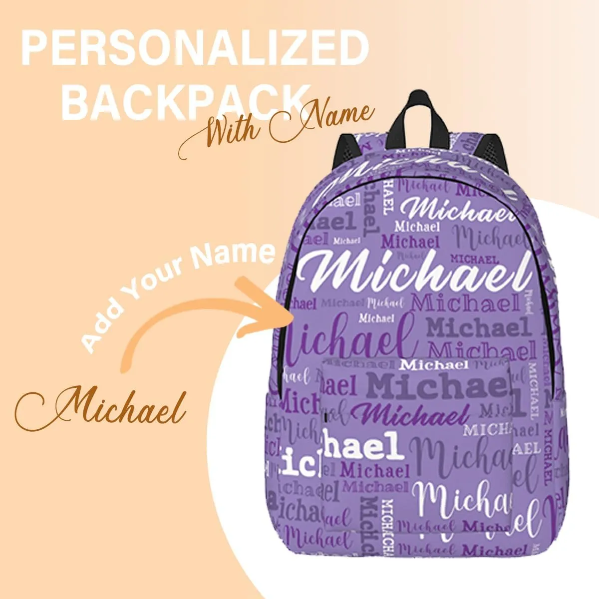 Custom Backpack with Name, Personalized Nmae School Backpack for Boys Girls, Customized 17Inch Student Bookbag with Lunch Bag Pencil Case for Travel, Work and School
