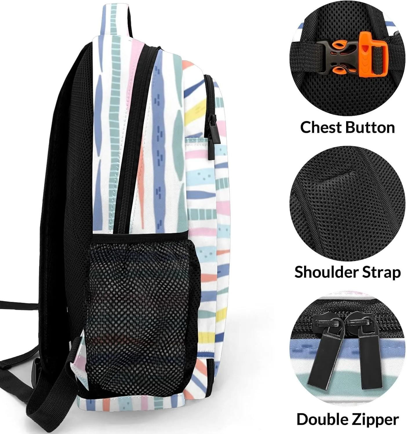 Custom Backpack with Name Rainbow Stripes Personalized Waterproof Laptop Bag Casual Bag Daypack for Travel