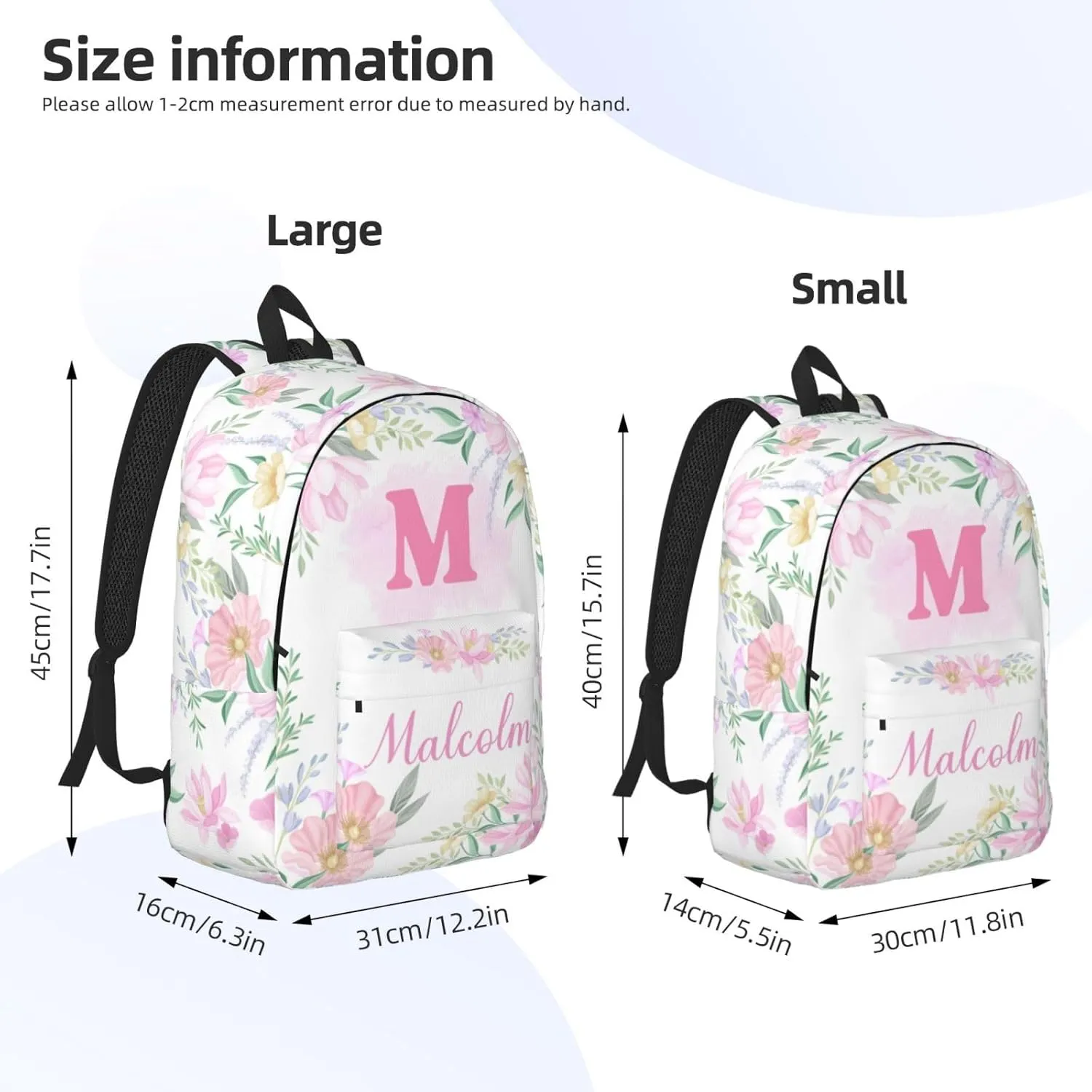 Custom Backpacks with Name for Boys Girls, Personalized Name School Backpack for Kids Teens Adults, Customized Bookbag with Shoulder Strap for School Picnic Travel