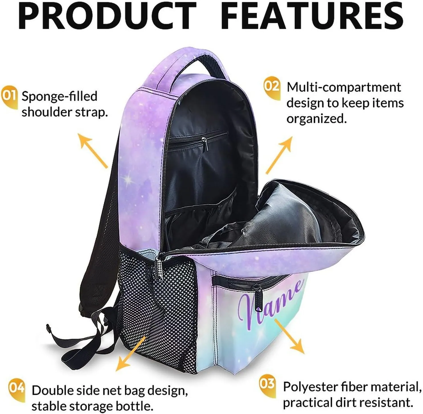 Custom Kids Backpacks, Butterfly School Backpack for Students Girls, Personalized Monogram Bookbag for Kindergarten Preschool Elementary, 17 Inch Back to School Gifts for Travel, Camping