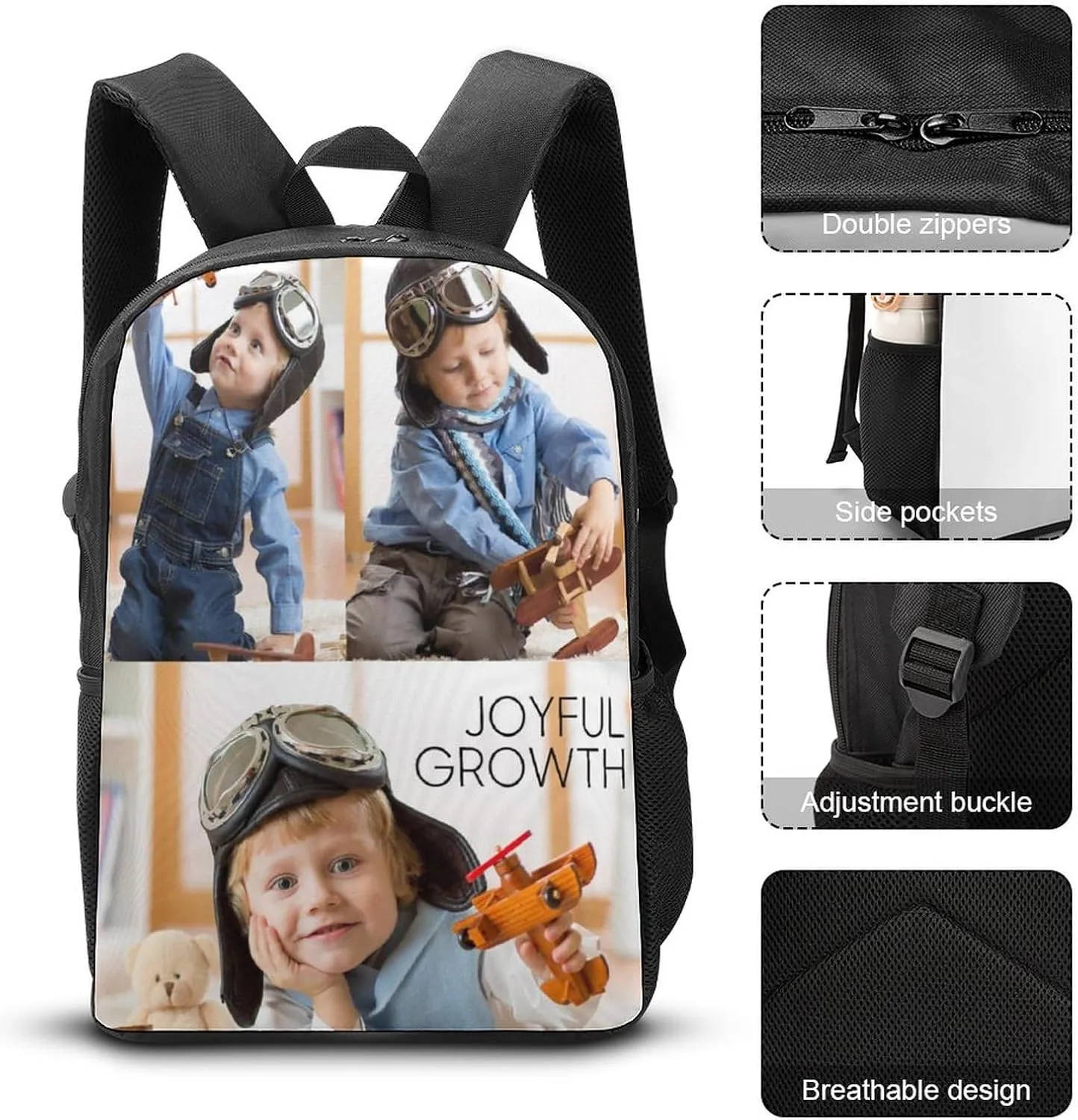 Custom Personalized Backpack Customize Image Photo Text Name Logo Laptop Bag Causul Daypack (3 Photos)