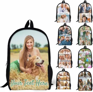 Custom Personalized Backpack Customize Image Photo Text Name Logo Laptop Bag Causul Daypack (3 Photos)