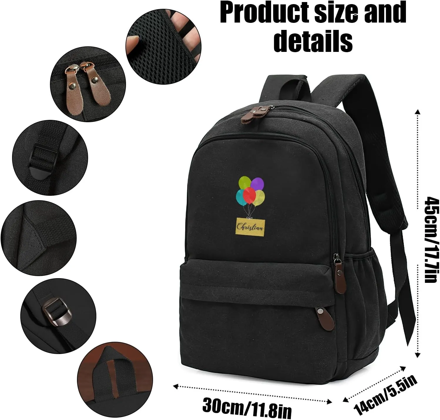 Custom School Backpack for Girls boys, Personalized Embroidered Balloon Envelope with Name, Customized Waterproof Casual Backpacks, Suitable for Kids Student Bookbag