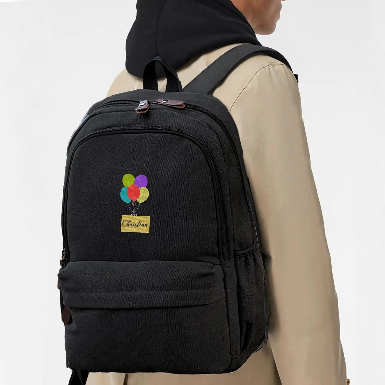 Custom School Backpack for Girls boys, Personalized Embroidered Balloon Envelope with Name, Customized Waterproof Casual Backpacks, Suitable for Kids Student Bookbag