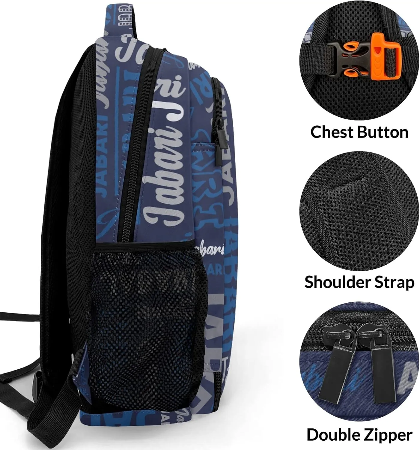 Custom School Bookbag with Name Polyester Personalized Backpack Elementary Customize Book Bag for Boys Girls Kids Custom Back Pack, Waterproof, Fashion, Adjustable Shoulder Straps