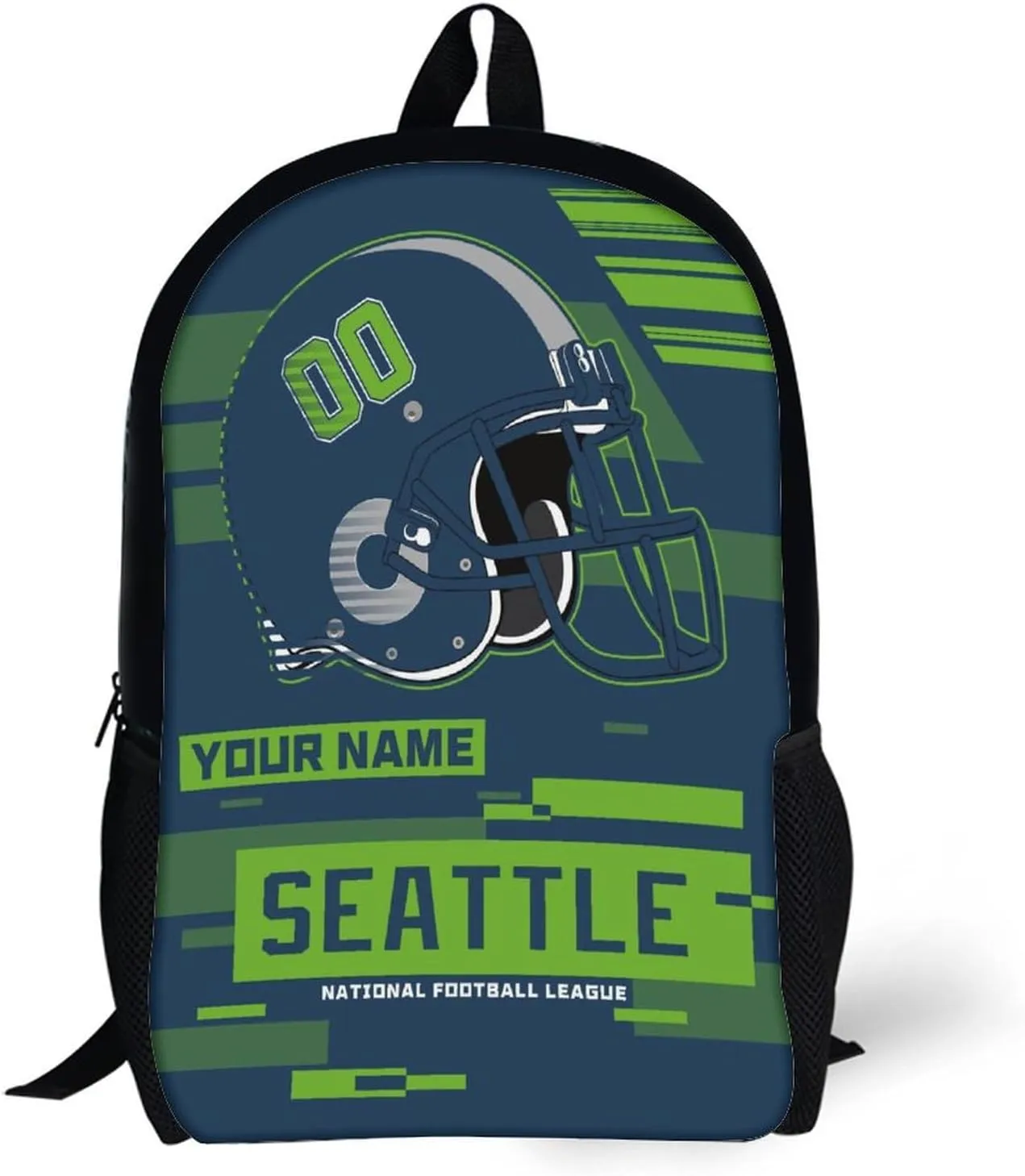Custom Seattle Backpack Personalized Name Number 17 Inch Laptop Shoulder Bag Fan Gift for Boy Girl Men Women