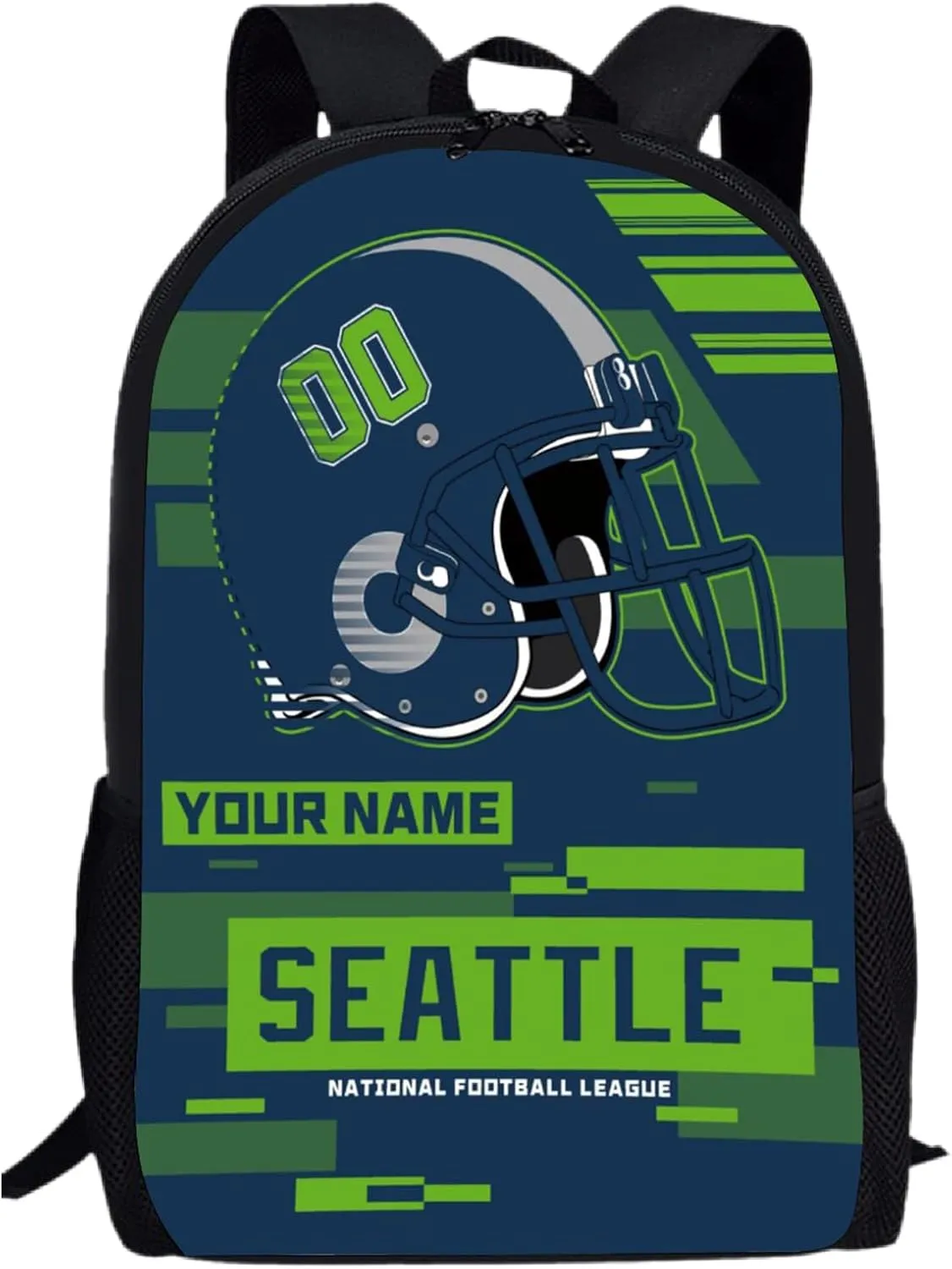 Custom Seattle Backpack Personalized Name Number 17 Inch Laptop Shoulder Bag Fan Gift for Boy Girl Men Women