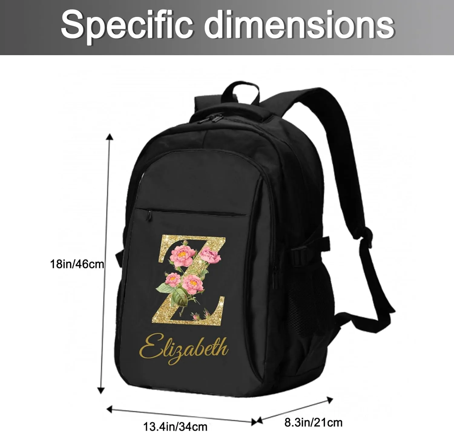 Custom Travel Laptop Backpack Personalized Name bags with Photo Customized Computer USB Bags for Women Men Heart