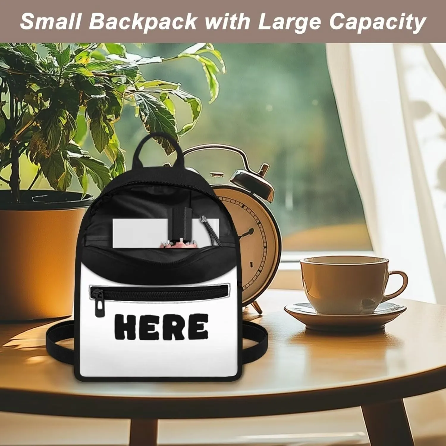 Customized Women's Mini Backpack Purse Lightweight Small Backpack Canvas Daypack with Front Pocket Personalized Casual Bag for Travel Office