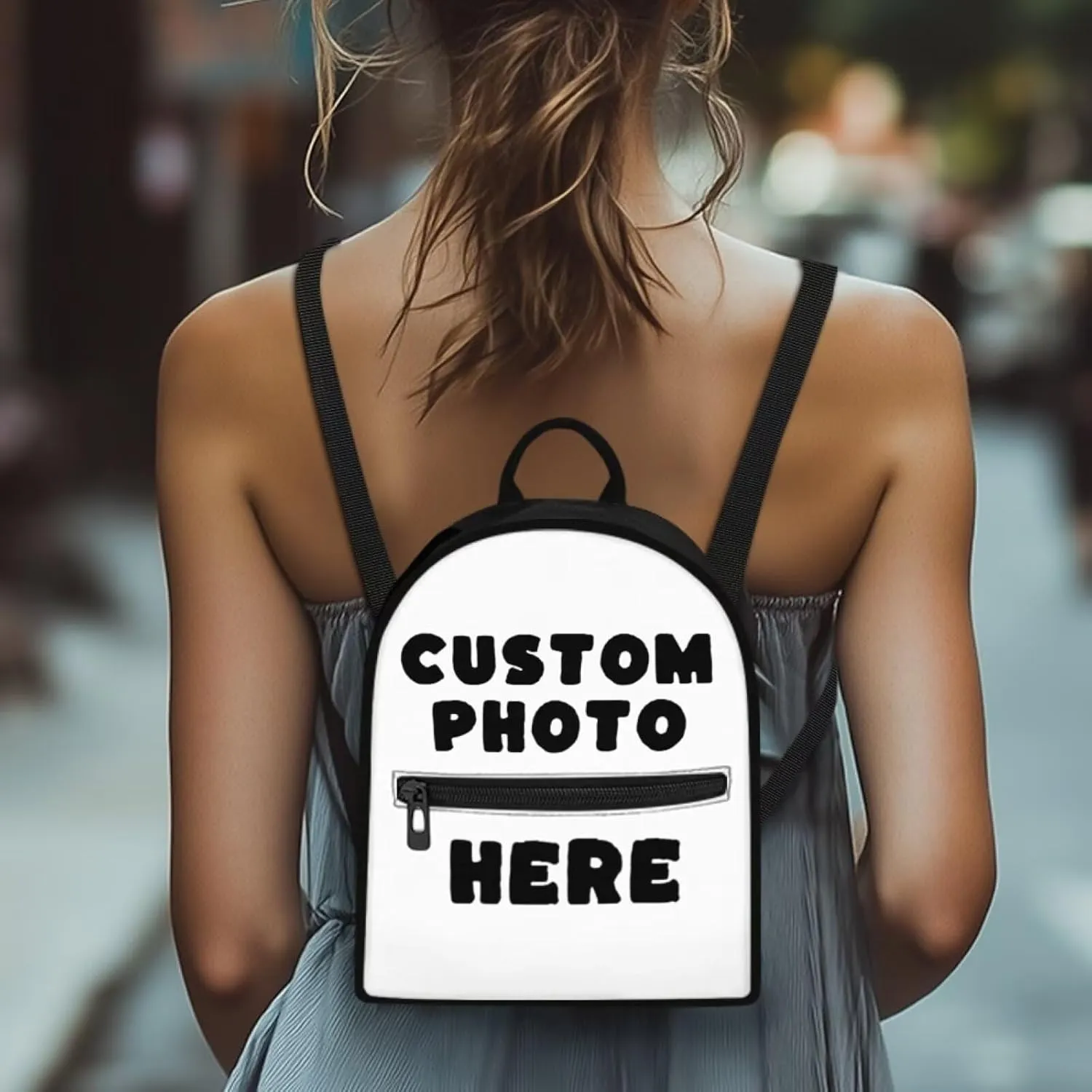 Customized Women's Mini Backpack Purse Lightweight Small Backpack Canvas Daypack with Front Pocket Personalized Casual Bag for Travel Office
