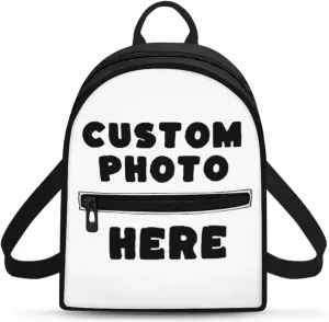 Customized Women's Mini Backpack Purse Lightweight Small Backpack Canvas Daypack with Front Pocket Personalized Casual Bag for Travel Office