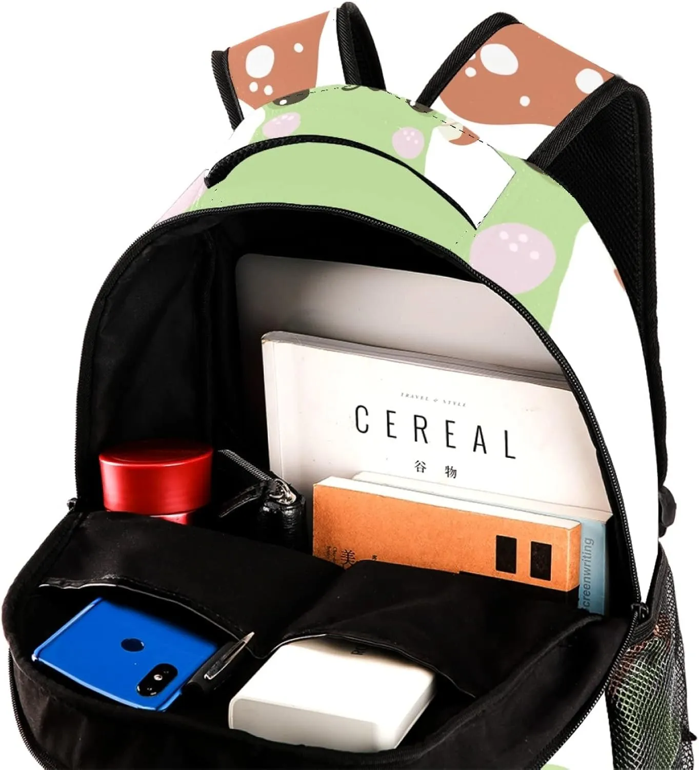Cute Frog with Mushroom Hat Casual School Backpack for Teen Girls Boys, Shoulder Bag for Men Women